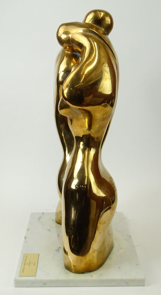 Manuel Carbonell, Cuban/American (born 1918) Bronze Sculpture on marble base "Lovers"  Tagged on - Image 7 of 9