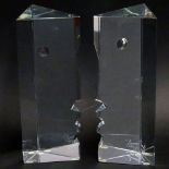 Two (2) Baccarat Crystal "Encounter Man" & "Encounter Woman" Profile Sculptures by R. Rigot.