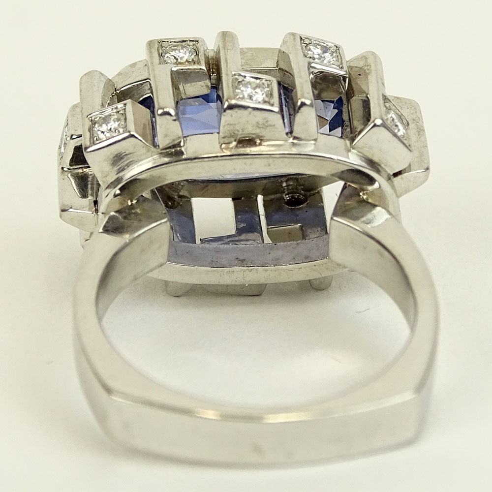 Approx. 8.65 Carat Natural Unheated Ceylon Sapphire and 18 Karat White Gold Ring accented with .60 - Image 4 of 7