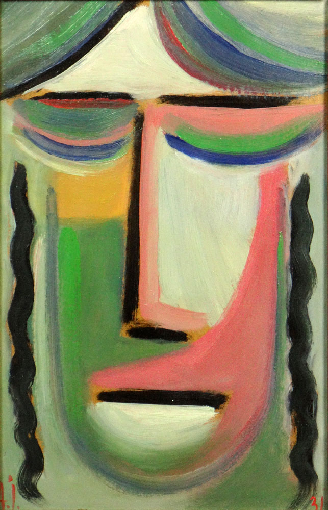 after Alexej Jawlensky, Russian (1864-1941) Oil on Board "Portrait". Signed, Monogram Lower  left,