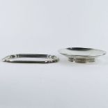 A Sterling Silver Shallow Bowl and a Small Rectangular Tray. Both signed 925. Bowl measures 8"