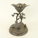 Victorian Silver Plate Bird Centerpiece Stand. Missing Bowl. Unsigned. Wear or in good condition.