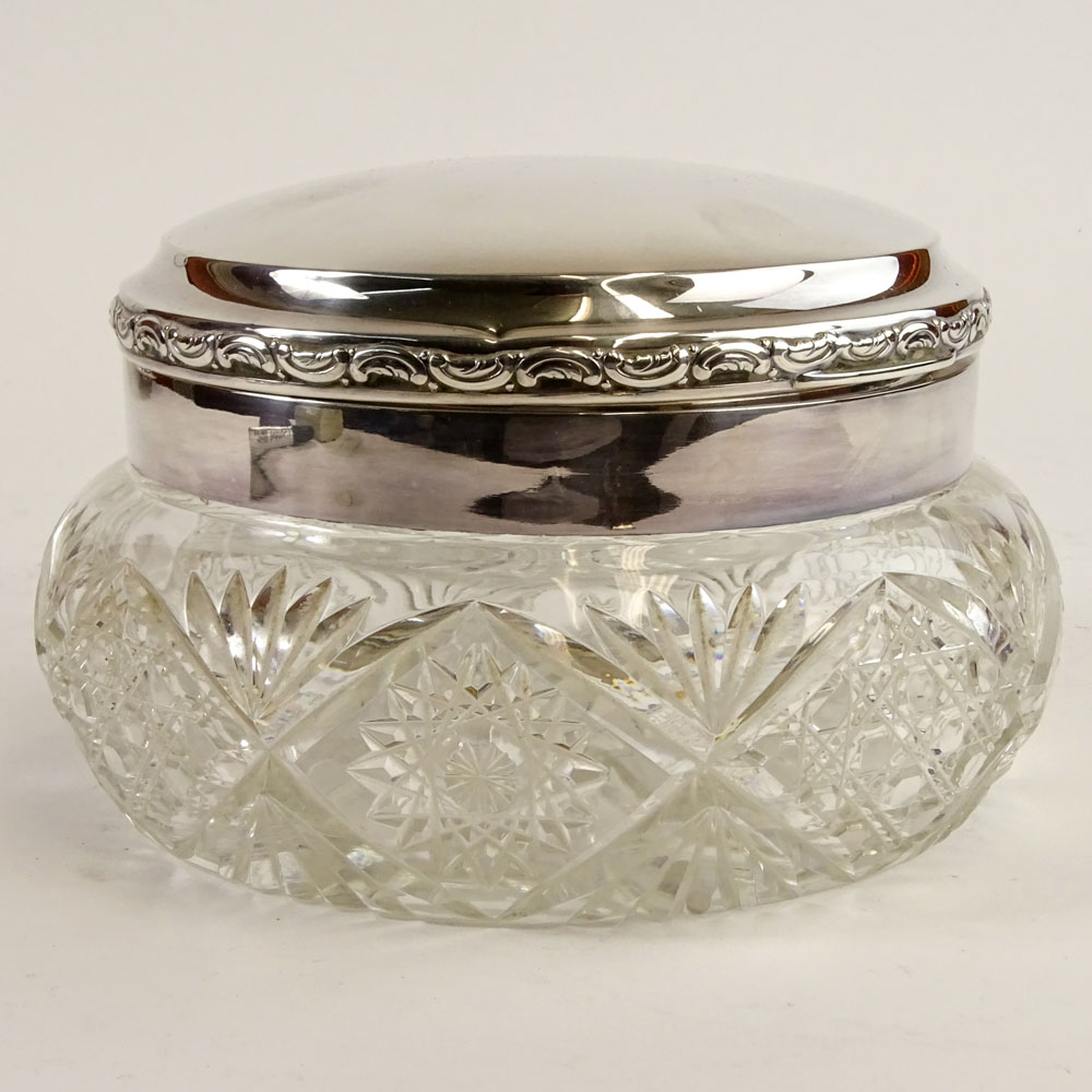 Large Antique German 800 Silver and Crystal Covered Jar. Signed 800. Shallow ding or good condition. - Image 2 of 5