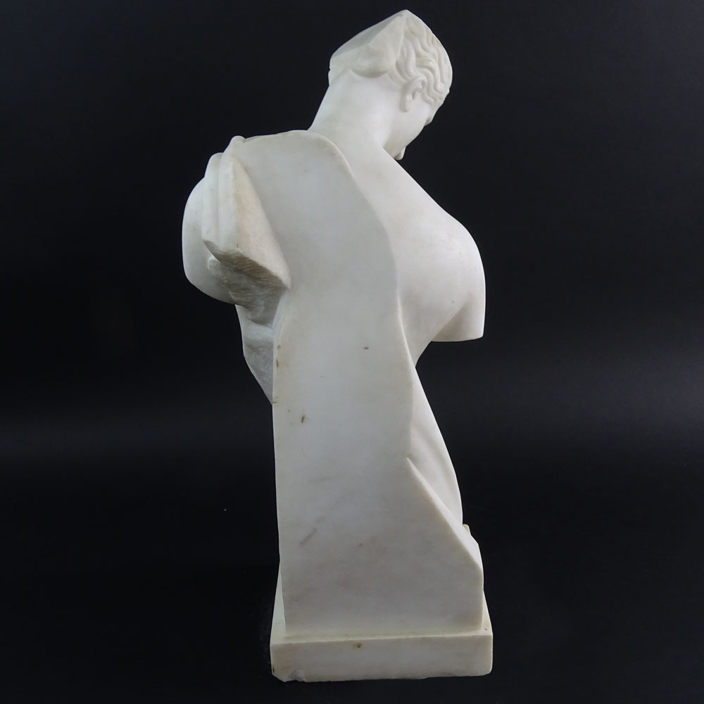 Mid 20th Century Carved Marble Classical Figure. Unsigned. Minor losses at base. Small repair - Image 3 of 7