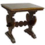 19th Century Walnut Trestle Occasional Table with Heart Shaped Pedestal Ends. Mortise and Tenon