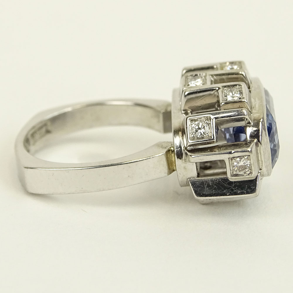 Approx. 8.65 Carat Natural Unheated Ceylon Sapphire and 18 Karat White Gold Ring accented with .60 - Image 3 of 7