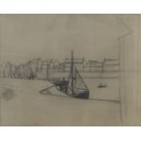 André Derain French (1880-1954) Crayon on Paper Laid Down on Canvas "Bateau a Gravelines" (Mer du