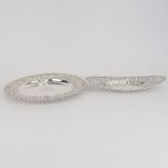 Two Vintage American Sterling Silver Floral Repousse Serving Pieces. Signed. Both Monogrammed, plate