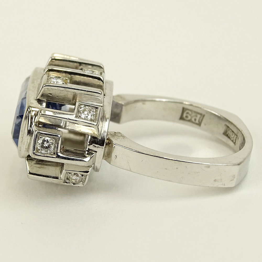 Approx. 8.65 Carat Natural Unheated Ceylon Sapphire and 18 Karat White Gold Ring accented with .60 - Image 5 of 7