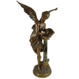 after: Mathurin Moreau, French (1822–1912) Bronze with patina and marble "Livre D'Or" Signed.