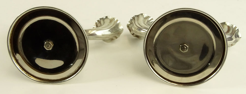 Pair German 835 Silver 2 Light Candlesticks. Signed 835. Light dings, bottoms with metal plates. - Image 5 of 6