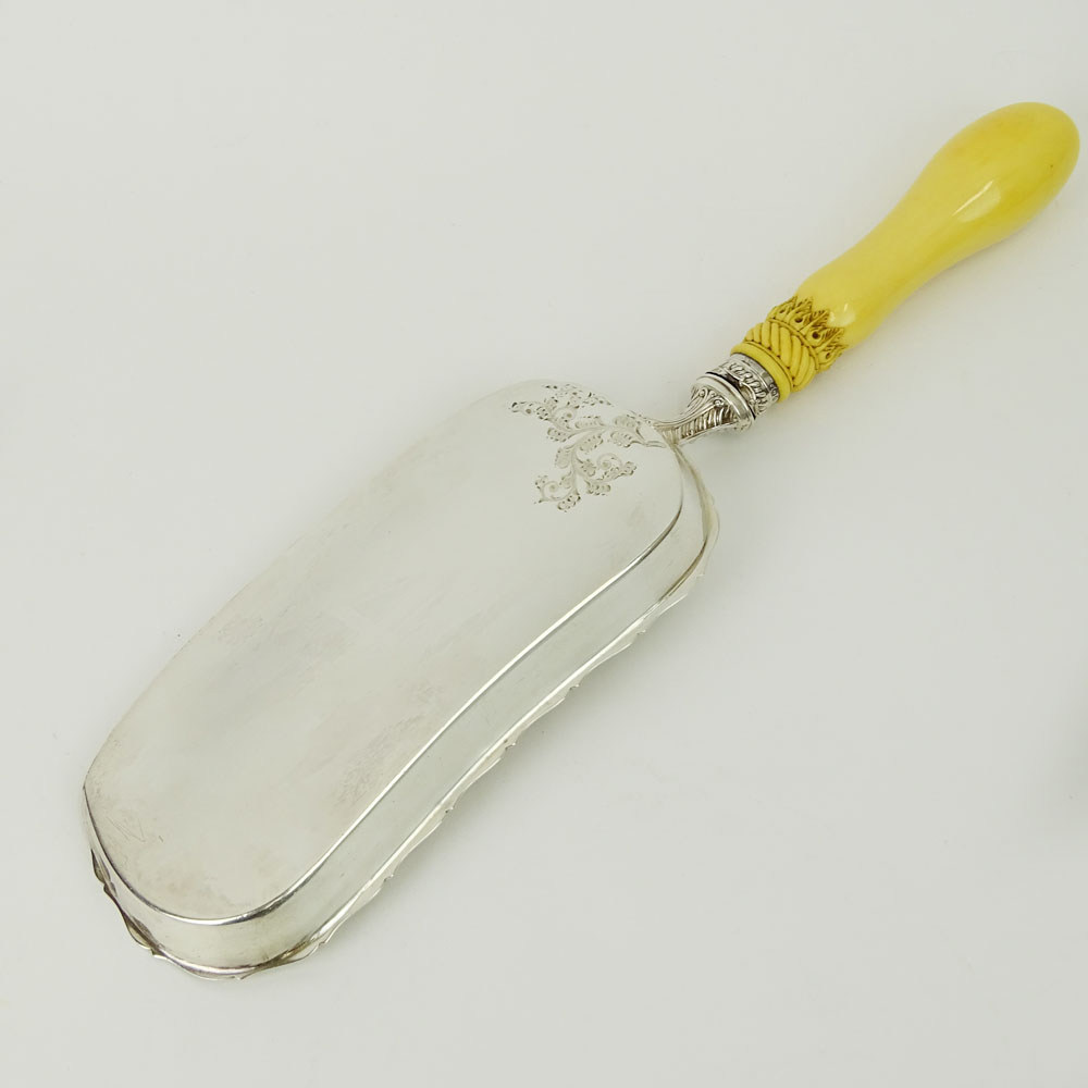 19th Century Victorian Sheffield Sterling Silver Crumber With Carved Ivory Handle. In fitted - Image 5 of 7