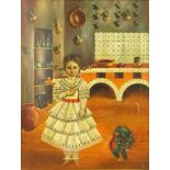 Agapito Labios, Mexican  (1898-1996) Oil on canvas "La Nina" Signed lower left. Scuffs, minor