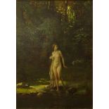 19/20th Century Symbolist Oil on Canvas "Nude in Forest" Unsigned. Good condition. Measures 39-1/