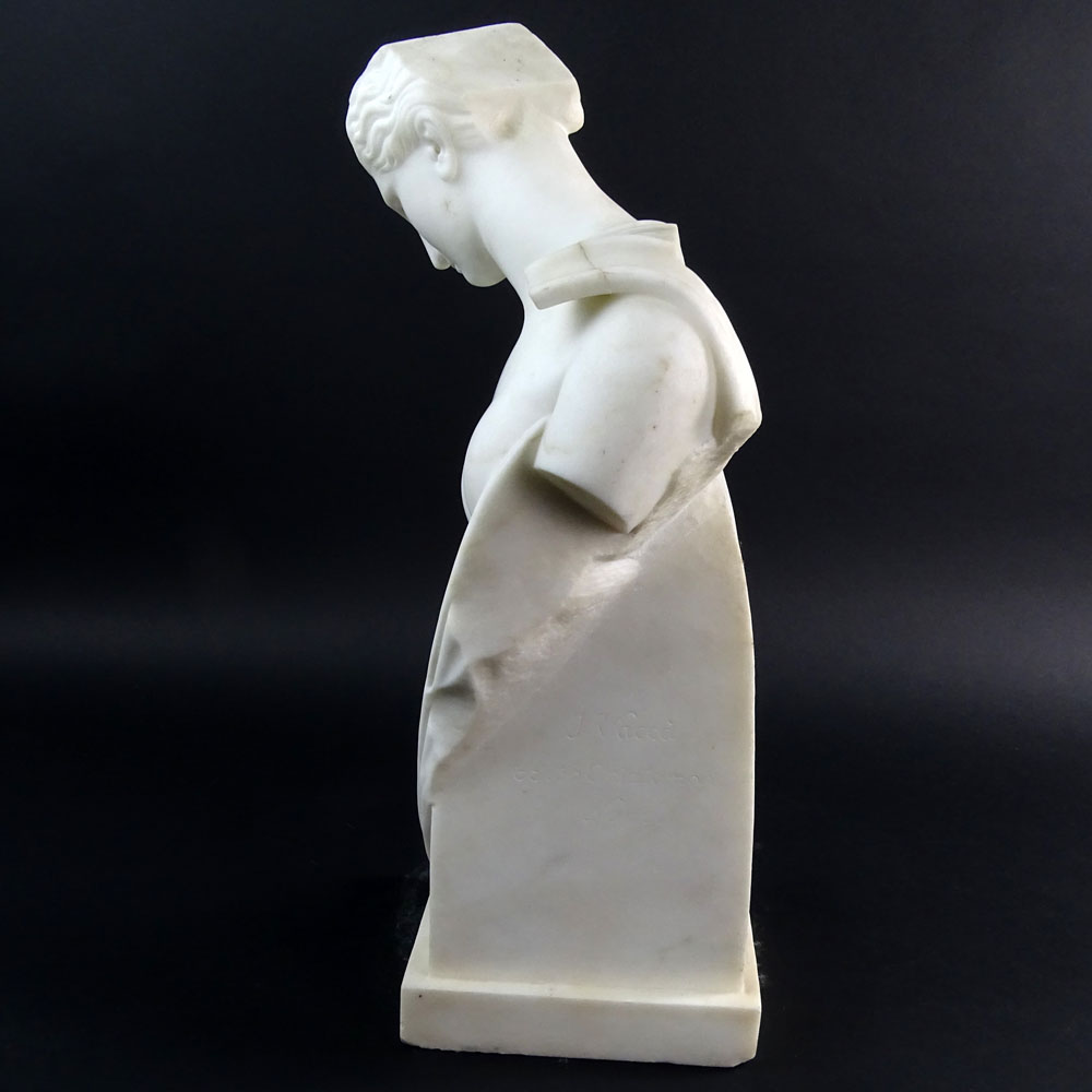 Mid 20th Century Carved Marble Classical Figure. Unsigned. Minor losses at base. Small repair - Image 5 of 7