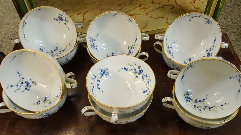 Sixty Eight (68) pieces Bernaduad Limoges  Porcelain Dinner Set. "Myosotis" Includes 12 each - Image 4 of 5