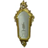 Vintage Carved Gilt Wood Intaglio Mirror. Unsigned. Wear and repairs. Surface losses. Measures 30" L