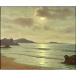 Roger de la Corbière, French (1893-1974) Oil on canvas "Coastal Sunset" Signed lower left R. de la