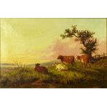 Thomas S. Cooper, British  (1803-1902) Oil on canvas "Cattle In A Pastoral Landscape" Signed lower