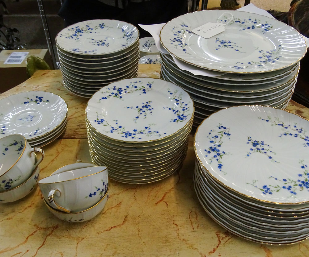 Sixty Eight (68) pieces Bernaduad Limoges  Porcelain Dinner Set. "Myosotis" Includes 12 each - Image 5 of 5