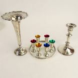 Miscellaneous lot of Nine (9) Sterling silver tabletop items. Includes a weighted reticulated