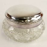 Large Antique German 800 Silver and Crystal Covered Jar. Signed 800. Shallow ding or good condition.