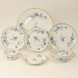 Sixty Eight (68) pieces Bernaduad Limoges  Porcelain Dinner Set. "Myosotis" Includes 12 each