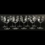 Set of Ten (10) Baccarat Montaigne-Optic Claret Glasses. Signed with Baccarat (logo). Measures 5-3/4