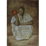 after: Francisco Zúñiga, Mexican (1912-1998) Pastel on paper "Seated Woman" Signed lower left.