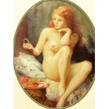 Joseph Tomanek, American (1889-1974) Oil on Artist Board "Nude with Red Hair". Signed en verso and