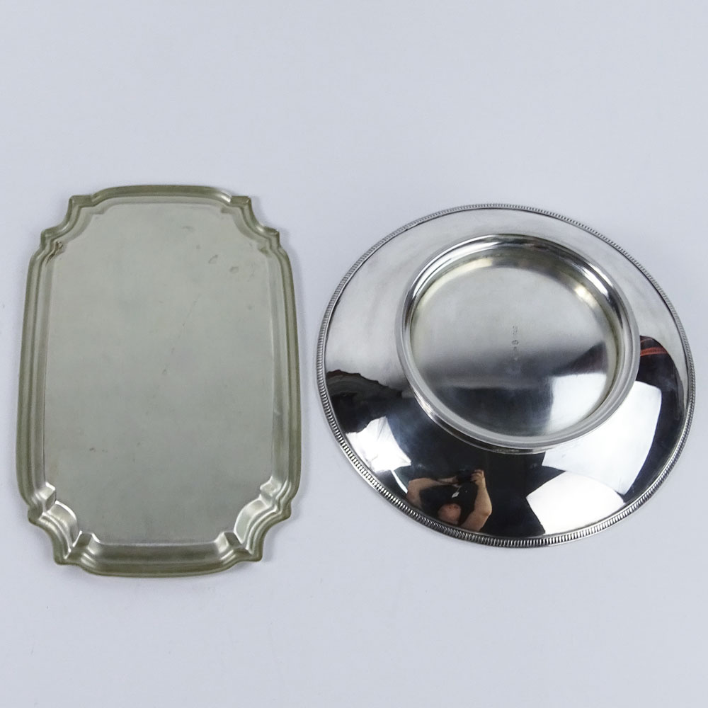 A Sterling Silver Shallow Bowl and a Small Rectangular Tray. Both signed 925. Bowl measures 8" - Image 3 of 5