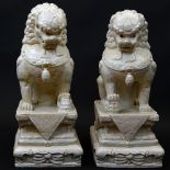 Pair Mid 20th Century Chinese Glazed Terra Cotta Foo Dogs. Unsigned. Minor chips or overall good