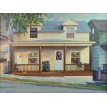 Allan Grow, American (contemporary) Oil on Canvas "Front Porch, Halloween". Signed Lower Left.