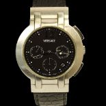 Men's Versace Stainless Steel Chronograph Automatic Movement Watch with Crocodile Strap and