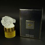 Boxed Lalique 3.3 fl. oz Pour Homme Eau de Parfum Lion Head Bottle. Signed. As new unused in box.