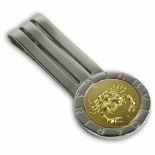 Bulgari 18 Karat Yellow Gold and Stainless Steel Cancer Zodiac Money Clip. Signed. Very good