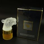 Boxed Lalique 3.3 fl. oz Pour Homme Eau de Parfum Panther Head Bottle. Signed. As new unused in box.