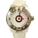 Lady's Carrera y Carrera Stainless Steel Watch with Diamond Hour Makers and Leather Strap. With box,