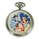 Vintage Doxa Hand painted Erotic Open Face Pocket watch. Artist signed and marked appropriately on