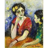 attributed to Kees van Dongen, Dutch (1877-1968) Gouache on paper "Mother and Daughter". Signed