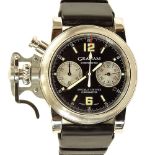 Men's Graham Chrono Fighter Stainless Steel Automatic Movement Chronograph Watch #1850 with Rubber