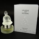 Boxed Lalique 3.3 fl. oz Pour Homme Eau de Parfum Buddah Bottle. Signed. As new unused in box.