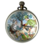 Vintage Swiss Hand Painted Erotic Glass Ball Clock. Signed Swiss. Running with Good overall