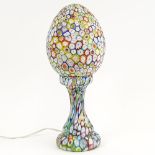 Large Mid-Century Murano Milllefiori Glass Egg Shaped Lamp. Unsigned. Measures 16-1/2" H.