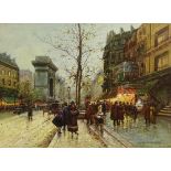 Antoine Brunier, French (20th C) Oil on board "Paris Street" Signed lower right. Very good