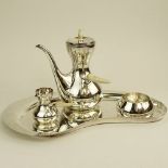 Mid Century Danish Modern Corh Sterling Silver Four (4) Piece Coffee Set. Bone handles and finial.