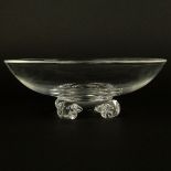 Steuben Scroll Footed Clear Crystal Bowl by John Dreves. Very Good Condition. Signed. Measures 10"