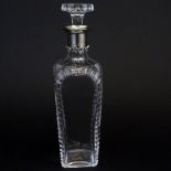 Early 20th Century English Cut Crystal Decanter With Sterling Rim. Cut and polished pontil. Signed