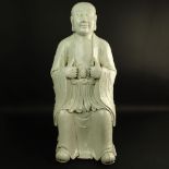 Large Antique Chinese Blanc de Chine Figure of a Monk. Unsigned. Firing cracks, hairline cracks,