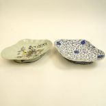 Two 19/20th Century Chinese Export Porcelain Footed Serving Dishes. One with mother and child with